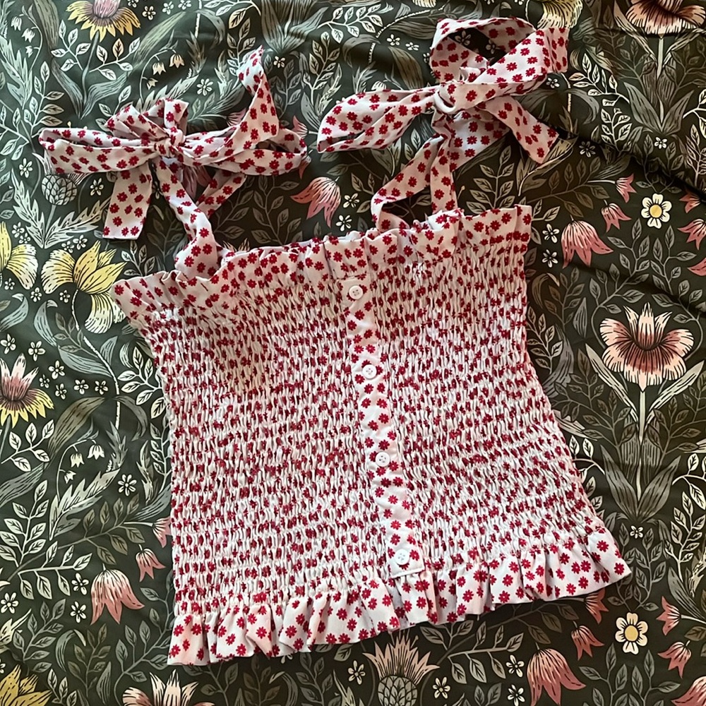 Nasty Gal Floral Shoulder Tie Top